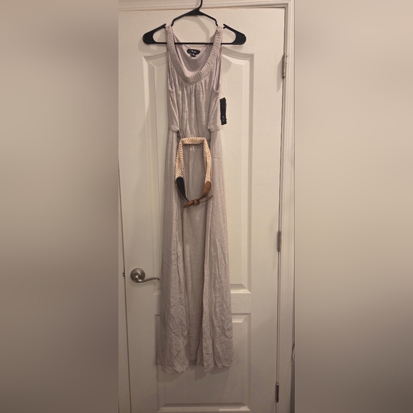 NWT AGB Light Gray Maxi Dress with Belt - Picture 2 of 6